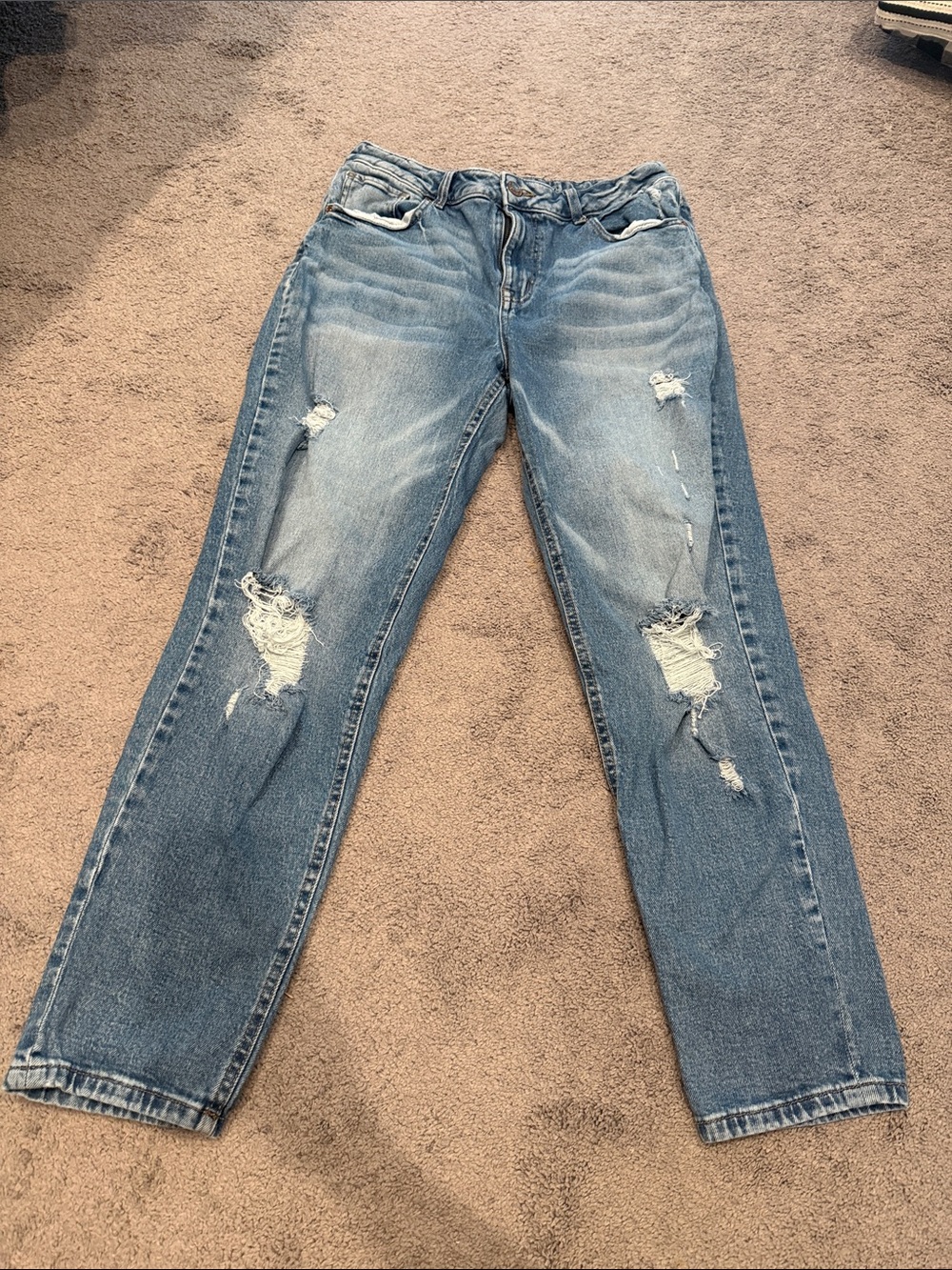 Maurices Light Blue Distressed Boyfriend Jeans